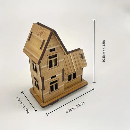 Set 4 Mini Drvene Kućice – 3D Edukativne Slagalice za Djecu i Odrasle 🛖✨